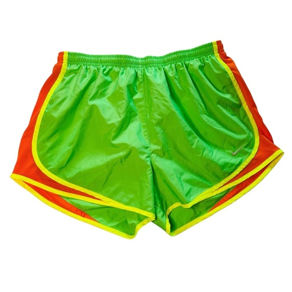 Nike Dri-Fit Vibrant Green & Orange Athletic Running Shorts Women’s Size L - Picture 2 of 5